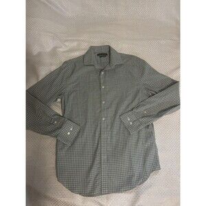 Tommy Hilfiger Men’s Slim Fit Stretch Green Plaid Dress Shirt L 32/33